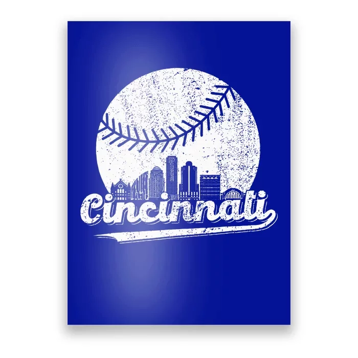 Cincinnati Baseball Throwback Classic Retro Vintage Poster