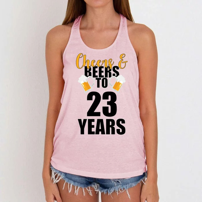 Personalize Cheers & Beers Custom Birthday Year Women's Knotted Racerback Tank