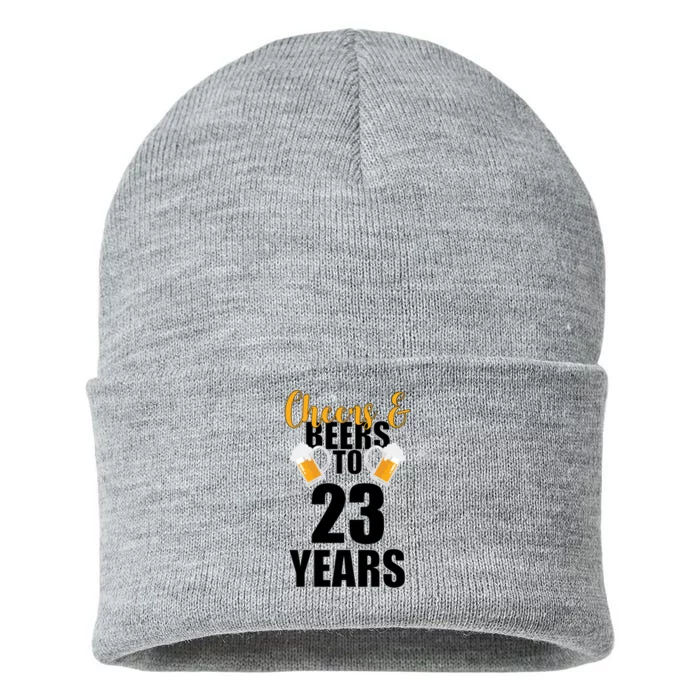 Personalize Cheers & Beers Custom Birthday Year Sustainable Knit Beanie