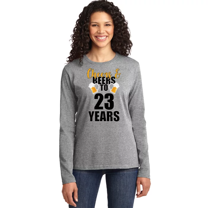 Personalize Cheers & Beers Custom Birthday Year Ladies Long Sleeve Shirt