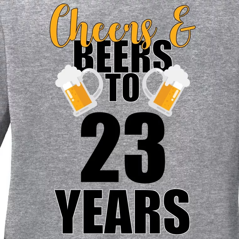 Personalize Cheers & Beers Custom Birthday Year Ladies Long Sleeve Shirt