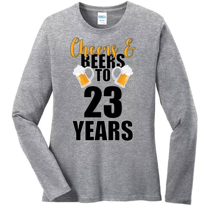 Personalize Cheers & Beers Custom Birthday Year Ladies Long Sleeve Shirt