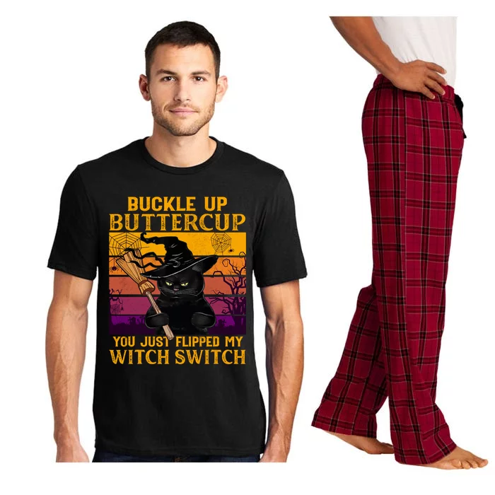 Cat Buckle Up Buttercup You Just Flipped My Witch Pajama Set