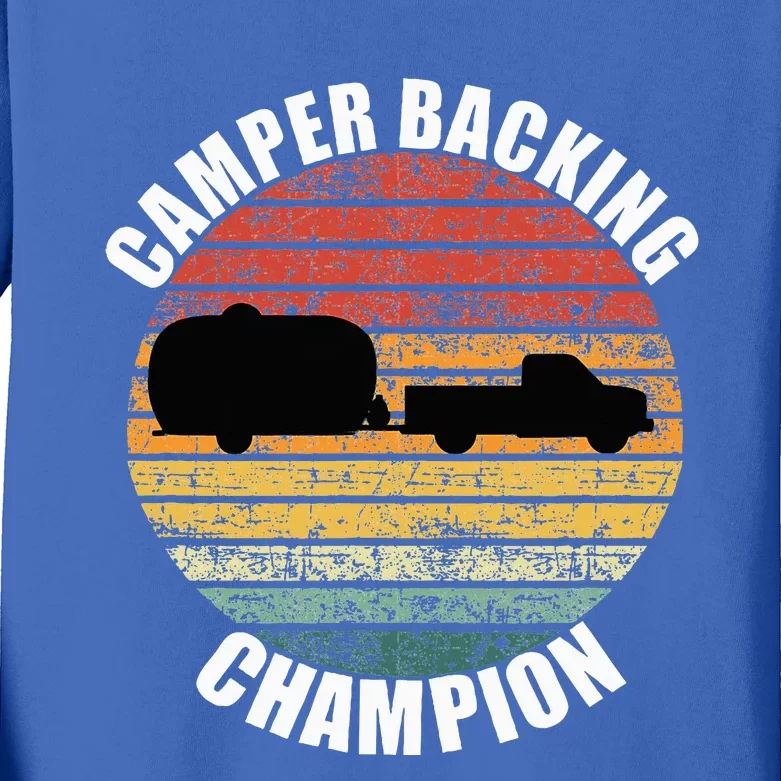 Camper Backing Up Champion Funny Rv Kids Long Sleeve Shirt