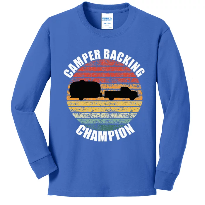 Camper Backing Up Champion Funny Rv Kids Long Sleeve Shirt