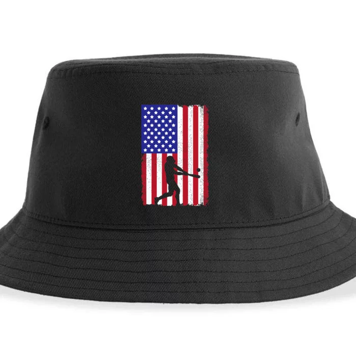 Cool Baseball Usa Player Us American Flag Sustainable Bucket Hat