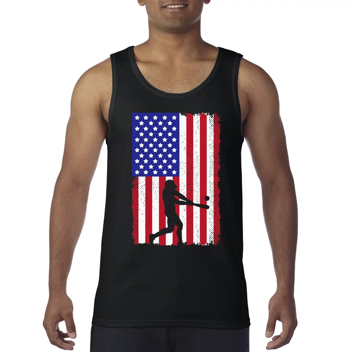 Cool Baseball Usa Player Us American Flag Tank Top