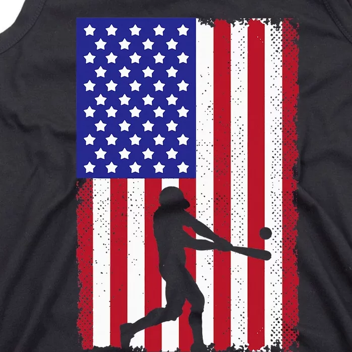 Cool Baseball Usa Player Us American Flag Tank Top