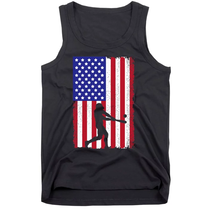 Cool Baseball Usa Player Us American Flag Tank Top