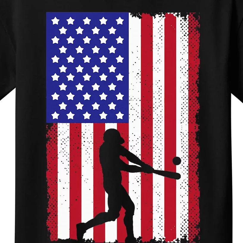 Cool Baseball Usa Player Us American Flag Kids T-Shirt