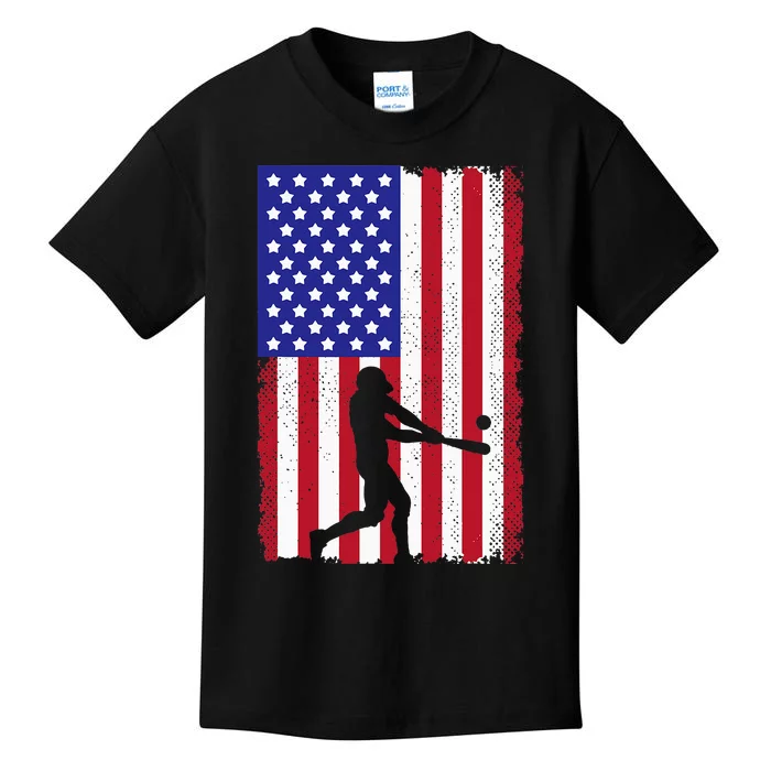 Cool Baseball Usa Player Us American Flag Kids T-Shirt