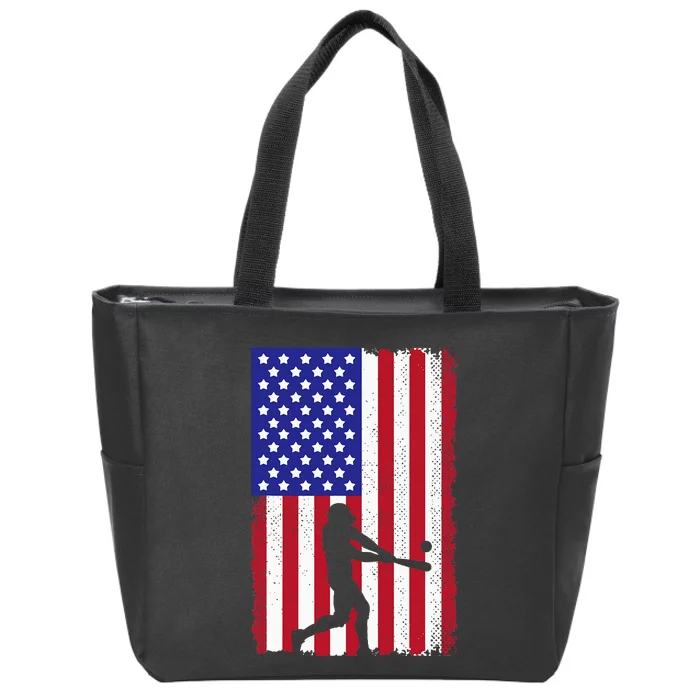 Cool Baseball Usa Player Us American Flag Zip Tote Bag