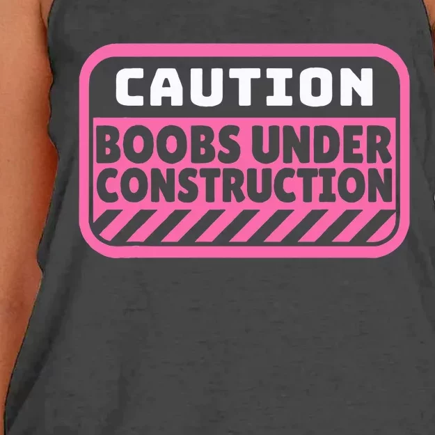 Caution Boobs Under Construction Cancer Women's Knotted Racerback Tank