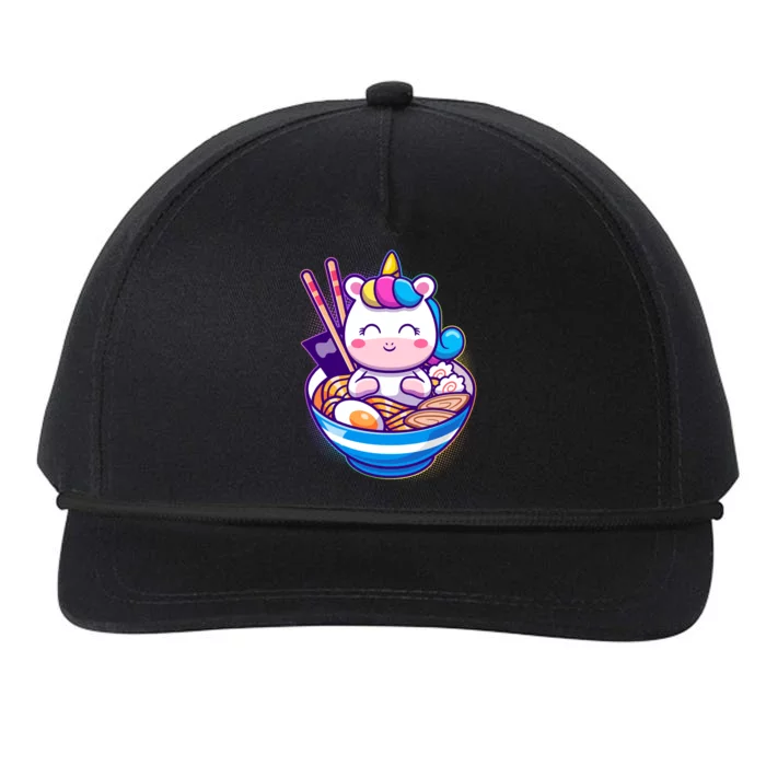 Cute Baby Unicorn Ramen Bowl Snapback Five-Panel Rope Hat