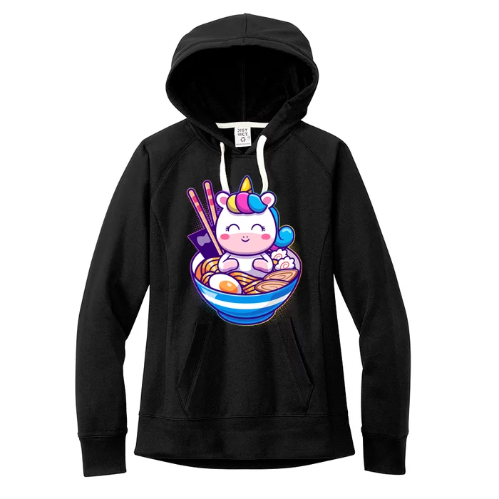 Cute Baby Unicorn Ramen Bowl Women's Fleece Hoodie