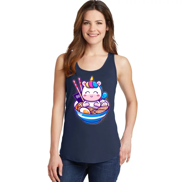 Cute Baby Unicorn Ramen Bowl Ladies Essential Tank