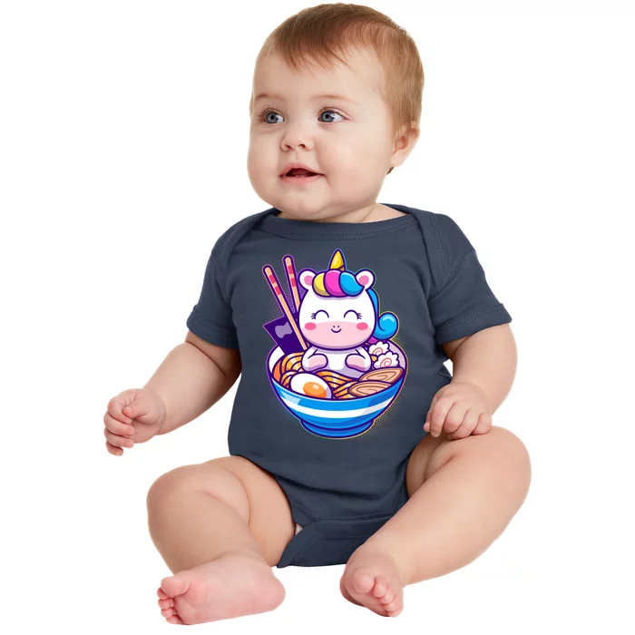 Cute Baby Unicorn Ramen Bowl Baby Bodysuit