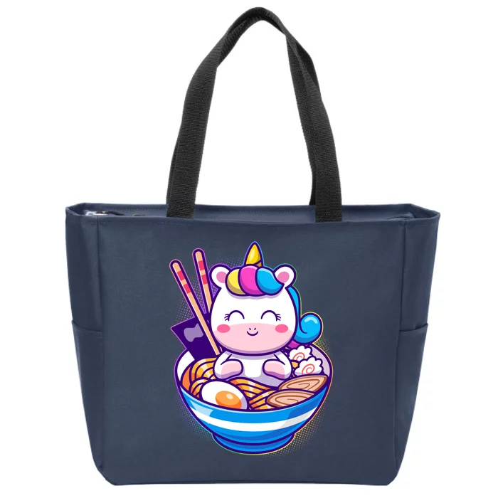 Cute Baby Unicorn Ramen Bowl Zip Tote Bag