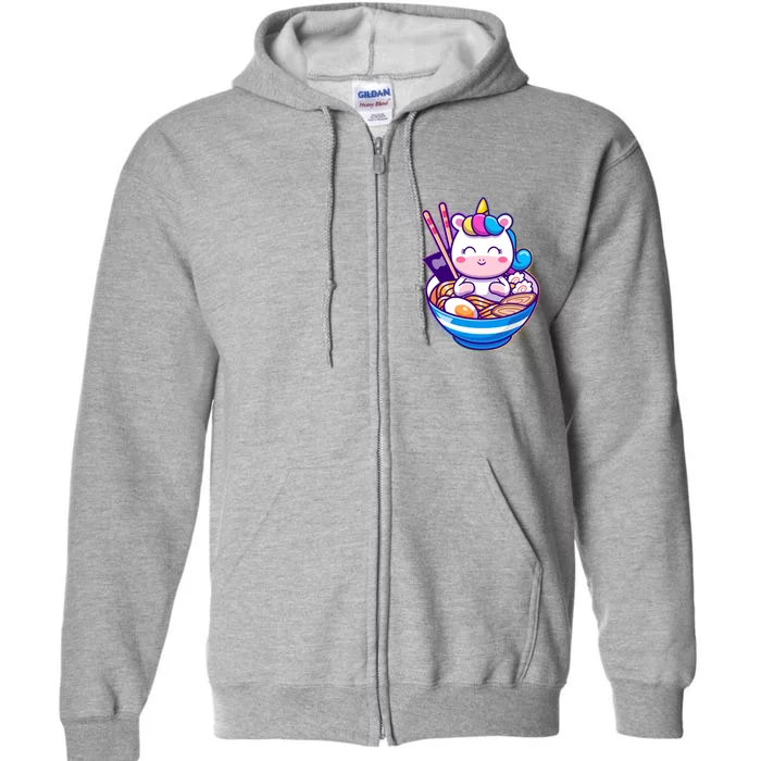 Cute Baby Unicorn Ramen Bowl Full Zip Hoodie