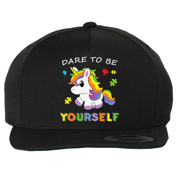 Cute Baby Unicorn Autism Puzzle Wool Snapback Cap