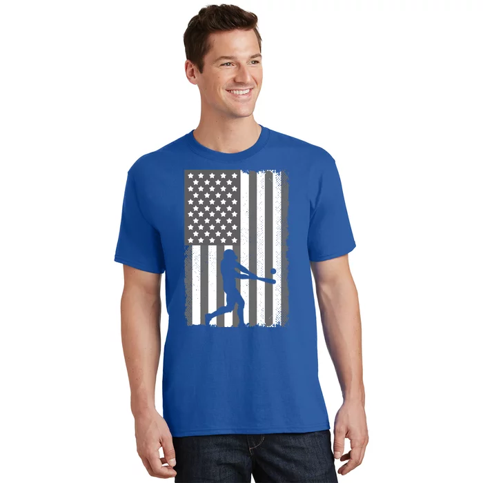 Cool Baseball Usa Player Us American Flag Gift T-Shirt