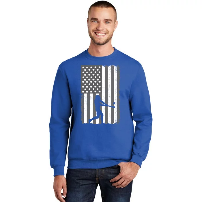 Cool Baseball Usa Player Us American Flag Gift Tall Sweatshirt