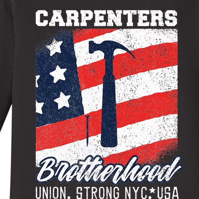 Carpenters Brotherhood Union Strong New York City Baby Long Sleeve Bodysuit