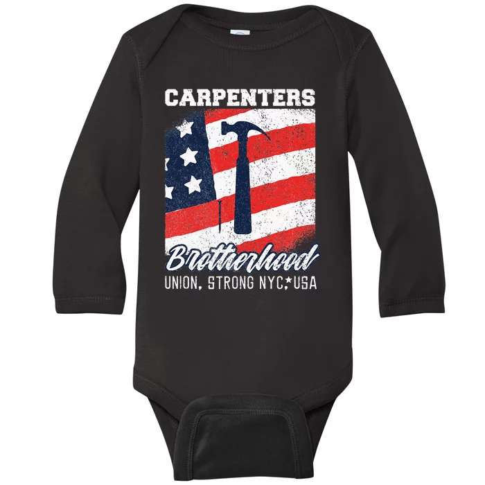 Carpenters Brotherhood Union Strong New York City Baby Long Sleeve Bodysuit