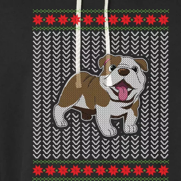 Cute Bulldog Ugly Christmas Funny Gift Design Garment-Dyed Fleece Hoodie