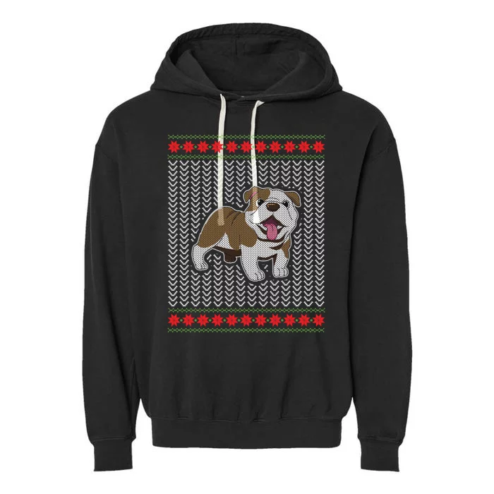 Cute Bulldog Ugly Christmas Funny Gift Design Garment-Dyed Fleece Hoodie