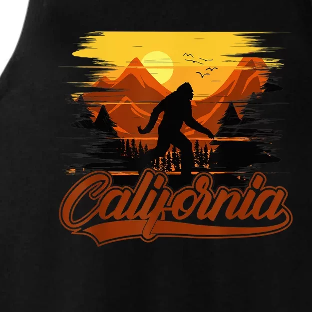 California bigfoot USA woman  children Ladies Tri-Blend Wicking Tank