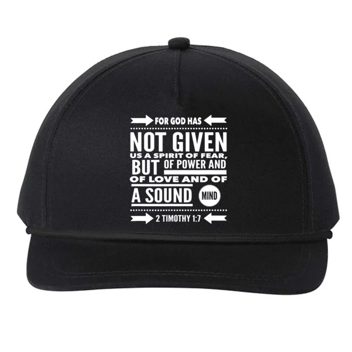 Christian Bible Verse 2 Timothy Love Power Sound Mind Snapback Five-Panel Rope Hat