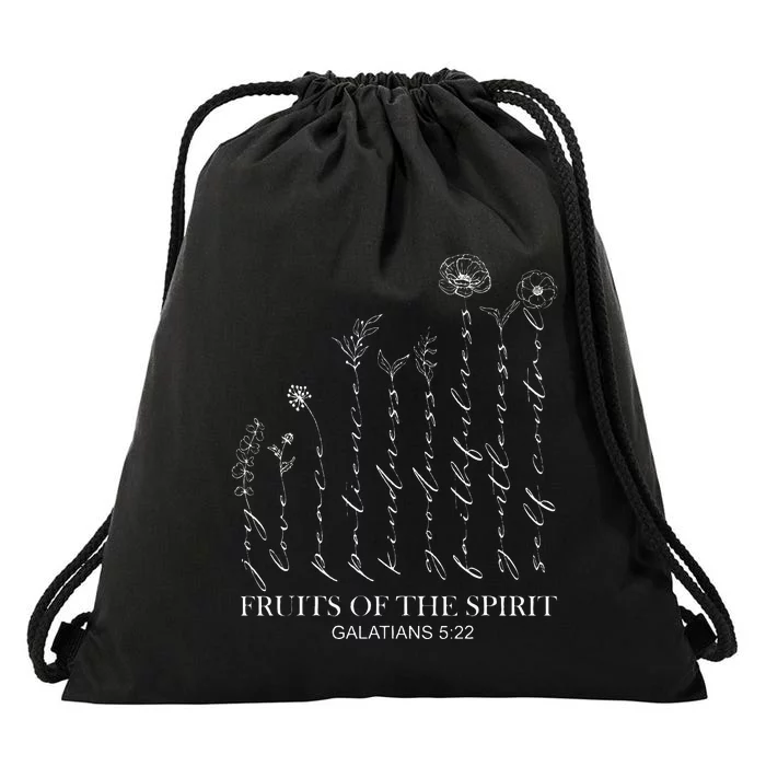 Christian Bible Verse Fruit Of Spirit Galatians 522 Drawstring Bag