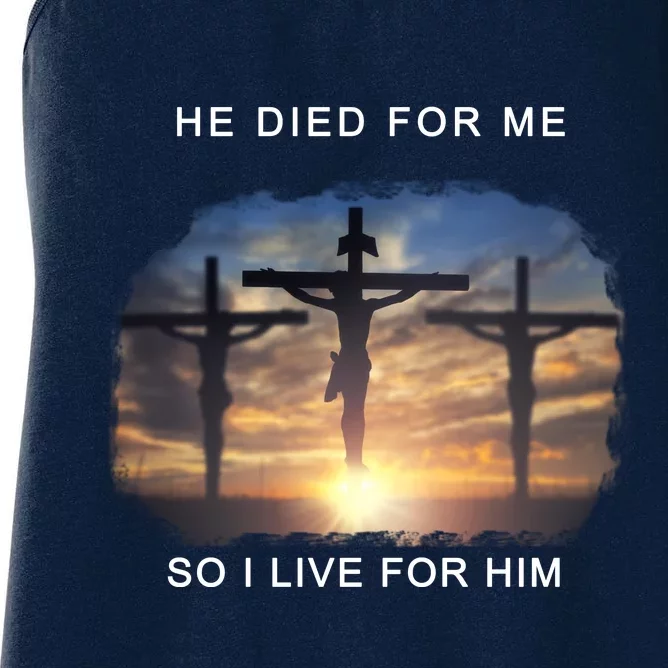 Christian Bible Verse Jesus Died For Me Women's Racerback Tank