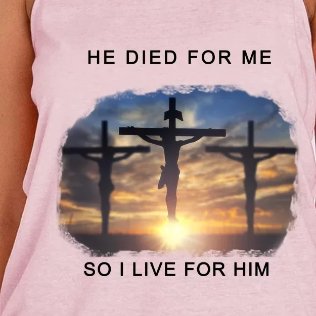 Christian Bible Verse Jesus Died For Me Women's Knotted Racerback Tank