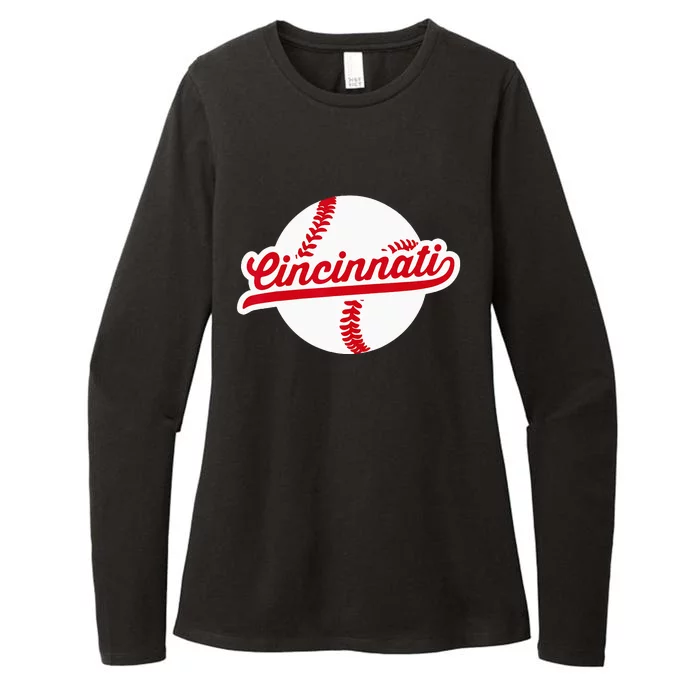 Cincinnati Baseball Vintage Ohio Pride Love City Red Womens CVC Long Sleeve Shirt