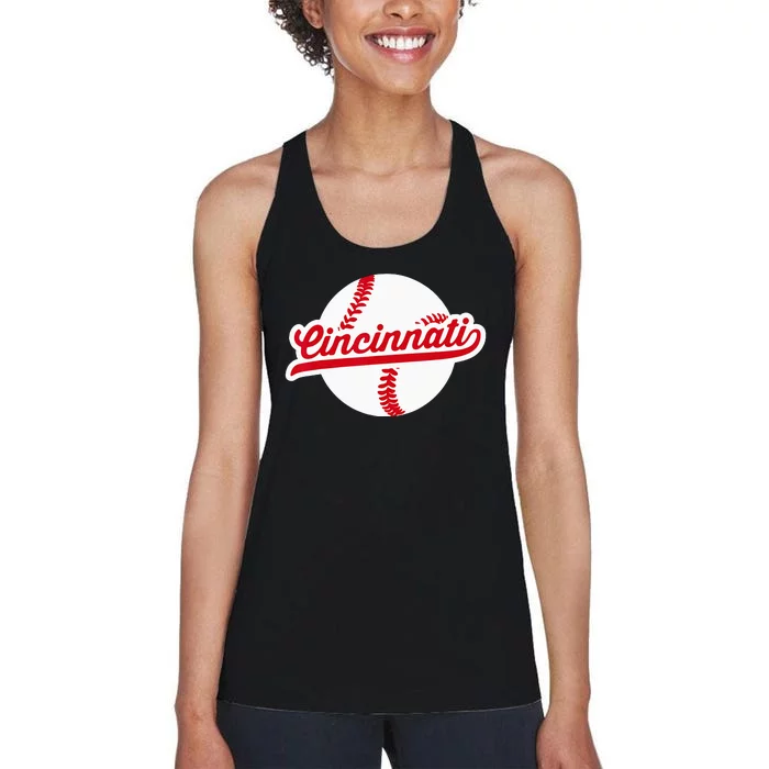 Cincinnati Baseball Vintage Ohio Pride Love City Red Women's Racerback Tank