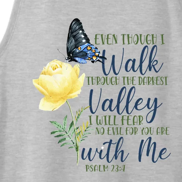 Christian Bible Verse Quote Butterfly Rose Flower Psalm 234 Ladies Tri-Blend Wicking Tank