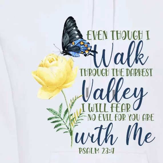 Christian Bible Verse Quote Butterfly Rose Flower Psalm 234 Premium Hoodie