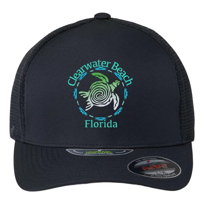 Clearwater Beach Vintage Tribal Turtle Gift Flexfit Unipanel Trucker Cap