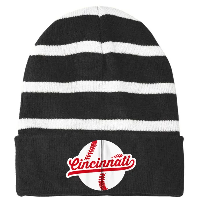 Cincinnati Baseball Vintage Ohio Pride Love City Red Zip Hoodie Striped Beanie with Solid Band