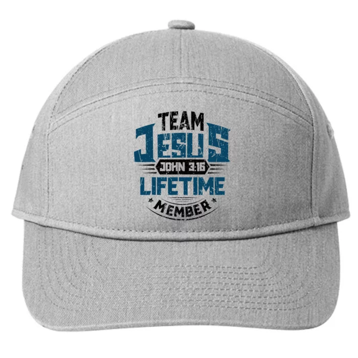 Christian Bible Verse Team Jesus Lifetime Member Scripture 7-Panel Snapback Hat