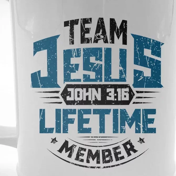 Christian Bible Verse Team Jesus Lifetime Member Scripture Front & Back Beer Stein