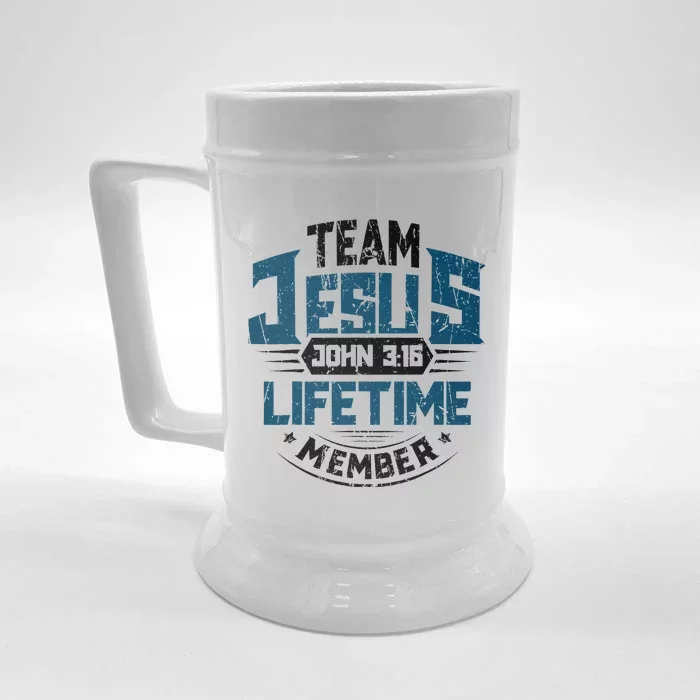 Christian Bible Verse Team Jesus Lifetime Member Scripture Front & Back Beer Stein