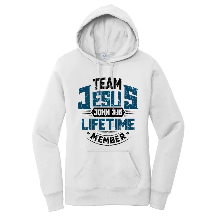 Christian Bible Verse Team Jesus Lifetime Member Scripture Women's Pullover Hoodie