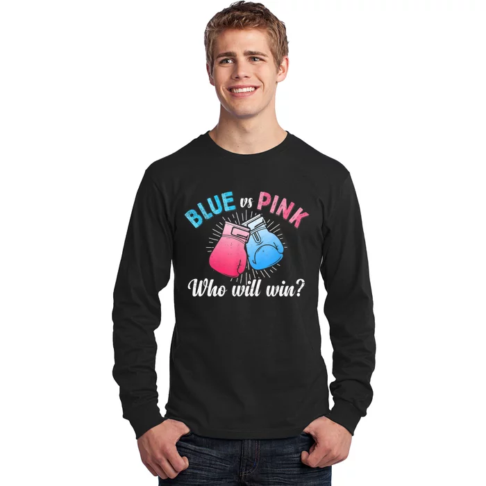 Cute Blue Vs Pink Gender Reveal Party Boxing Boxer Long Sleeve Shirt