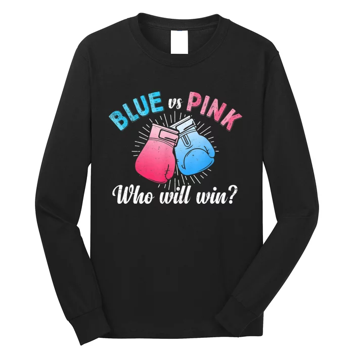 Cute Blue Vs Pink Gender Reveal Party Boxing Boxer Long Sleeve Shirt