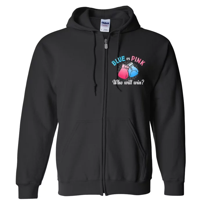 Cute Blue Vs Pink Gender Reveal Party Boxing Boxer Full Zip Hoodie