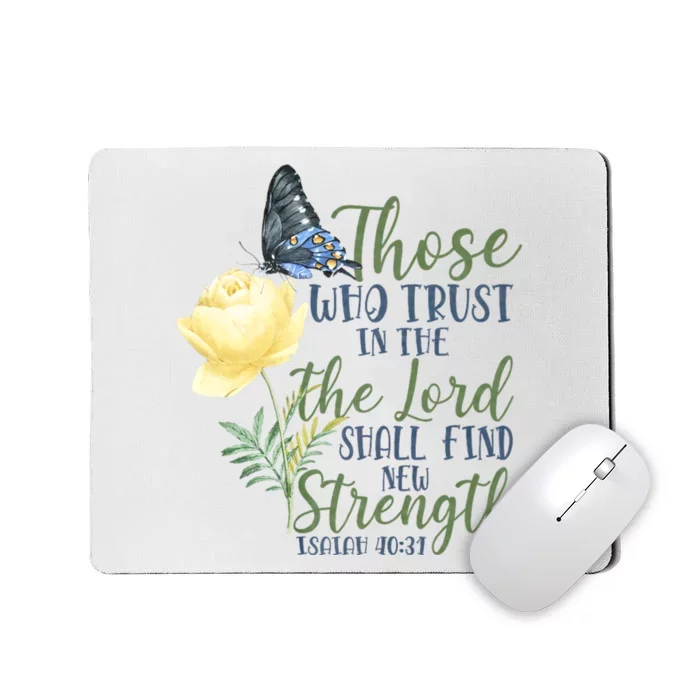 Christian Bible Verse Butterfly Rose Flower Isaiah 40:31 Mousepad