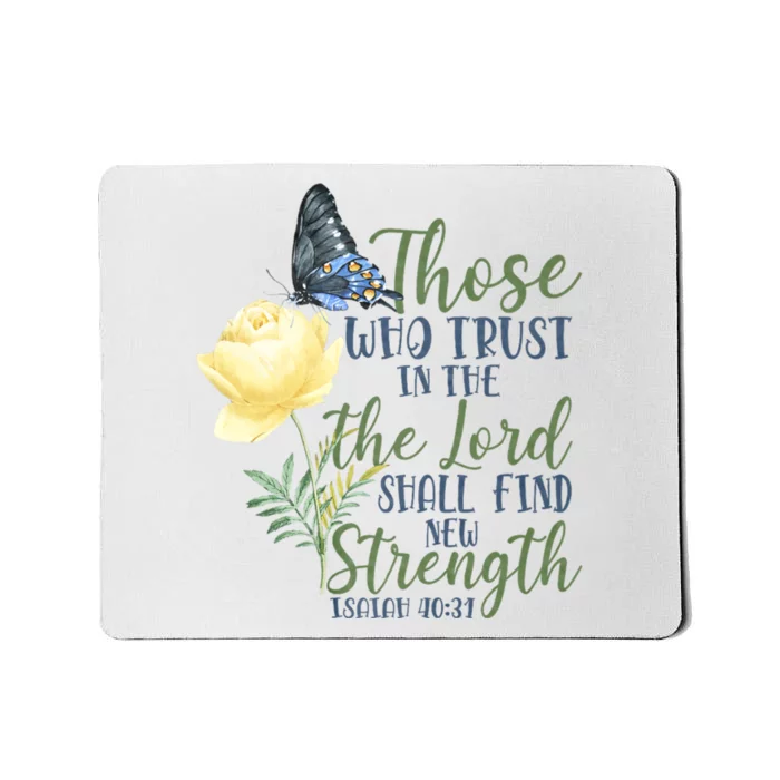 Christian Bible Verse Butterfly Rose Flower Isaiah 40:31 Mousepad